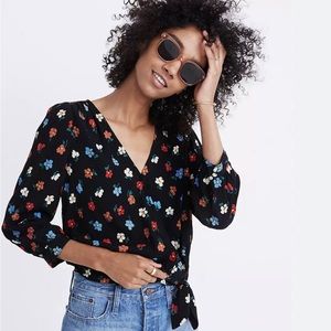 NWOT•Madewell• Floral V Neck• Wrap Top